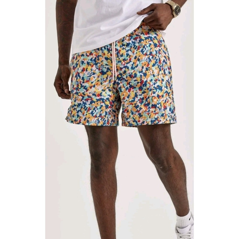 New Jordan Essentials Men M Multi Colored Abstract Poolside Shorts Retro Print